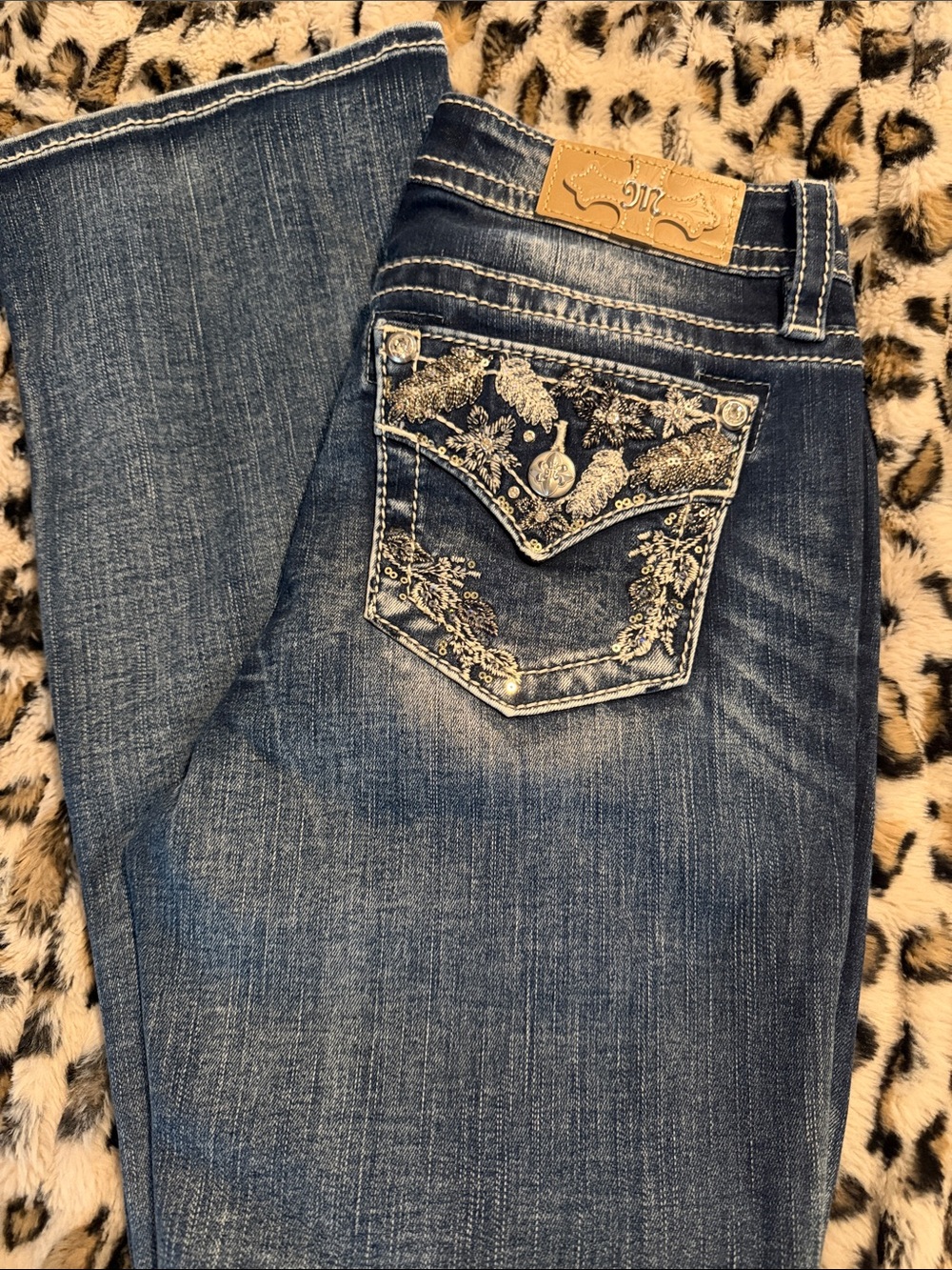 Miss Me Blue Embroidered Boot Cut Jeans